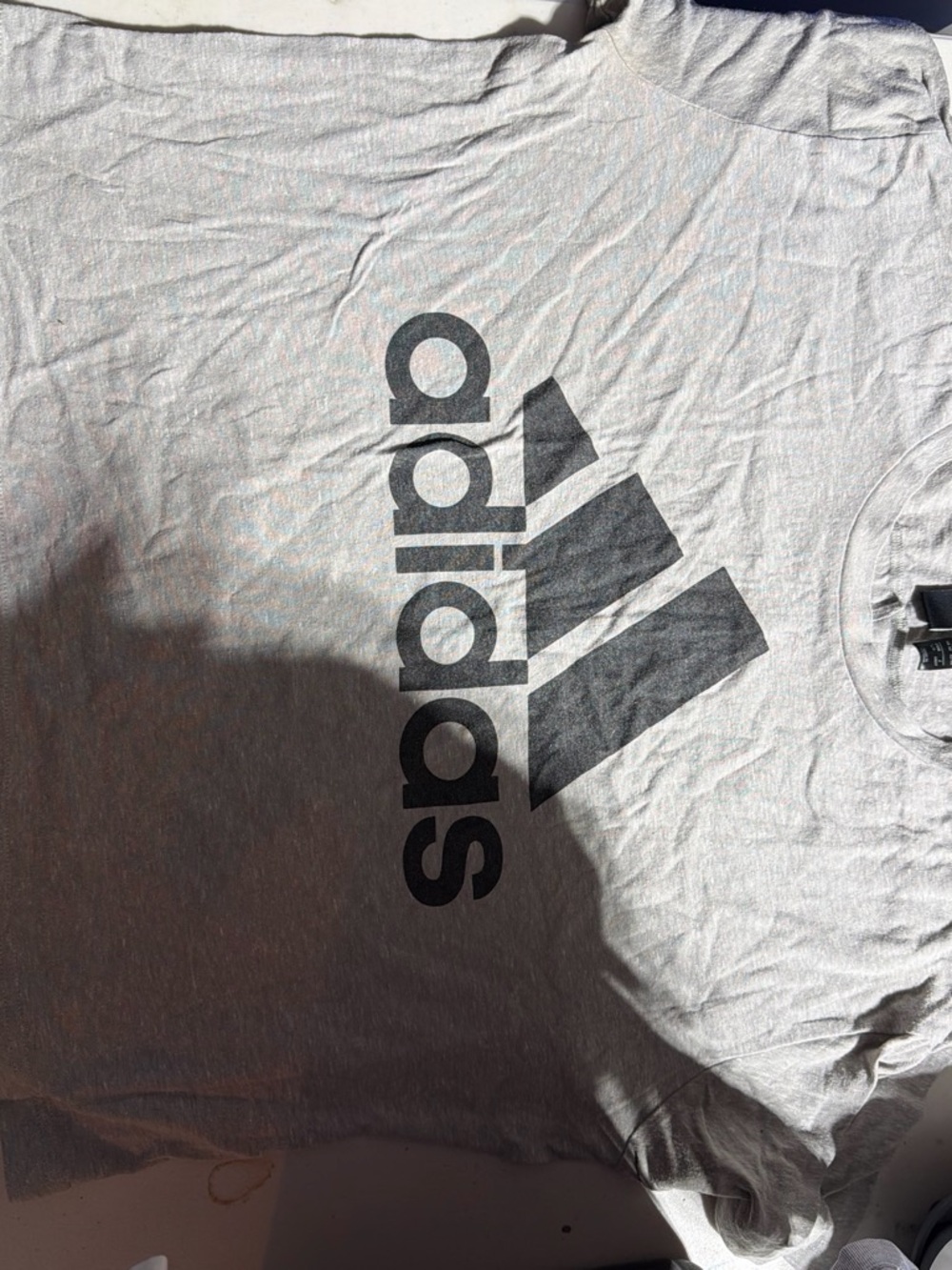 adidas Light Gray Crop Top with Black Logo